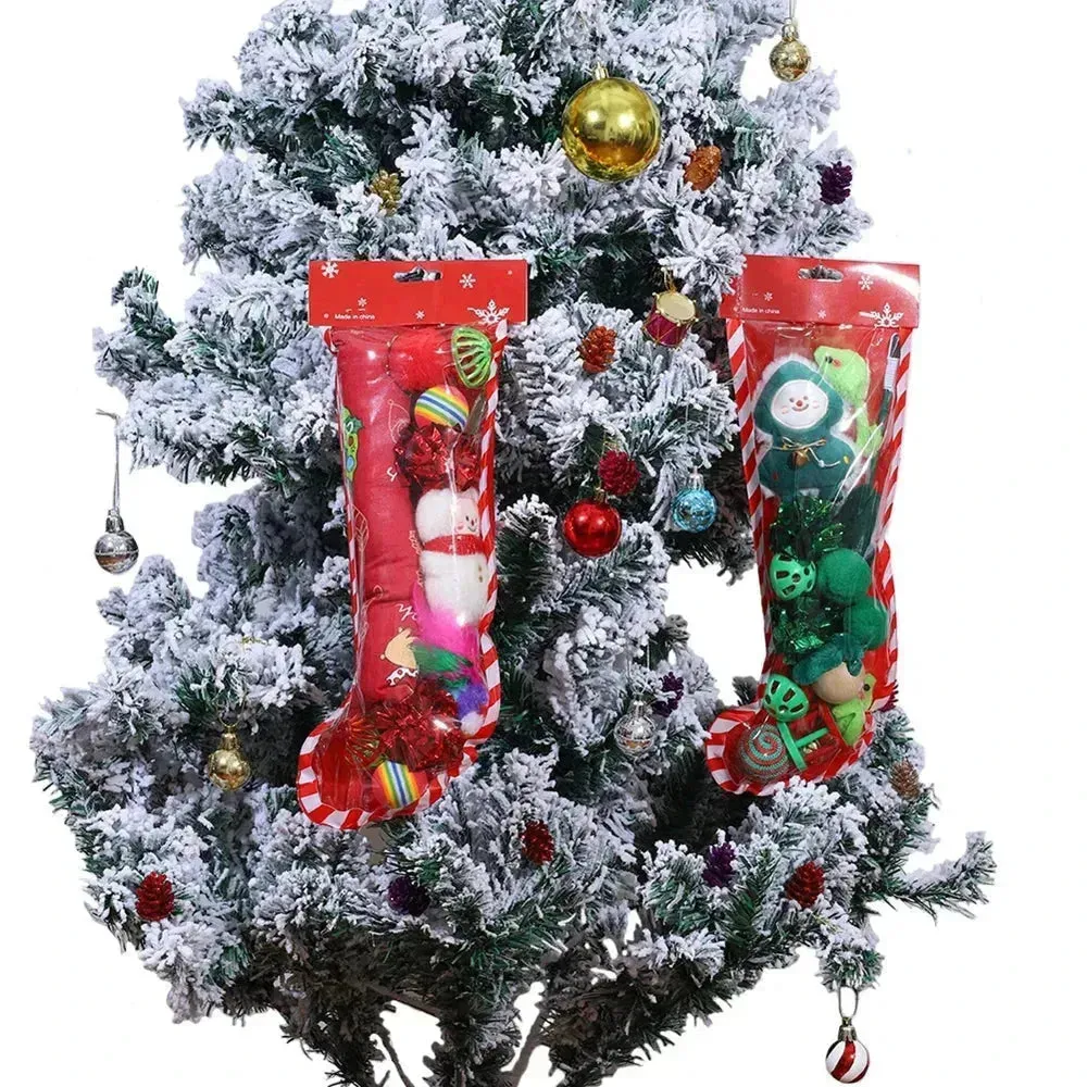 15pcs Christmas Cat Toy Set - Interactive Feather, Bell & Plush Toys