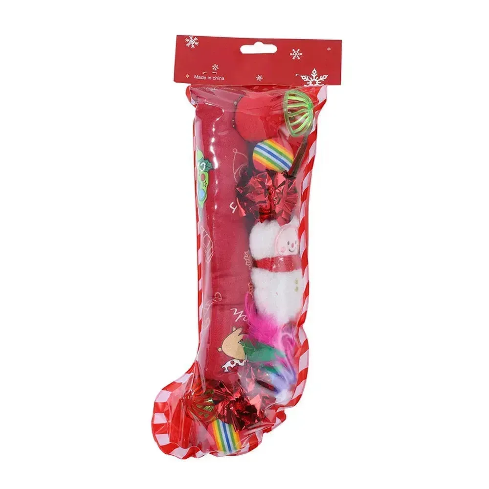 15pcs Christmas Cat Toy Set - Interactive Feather, Bell & Plush Toys