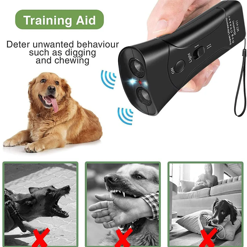 3-In-1 LED Ultrasonic Dog Repeller & Anti-Barking Training Device