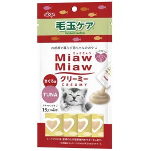 4 FOR $12: Aixia Miaw Miaw Creamy Tuna Hairball Control Liquid Cat Treats 60g