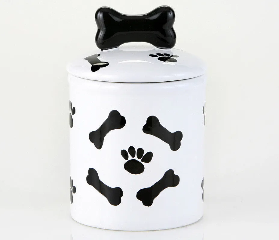 Black and White Dog & Cat Bowls & Dog Treat Jars