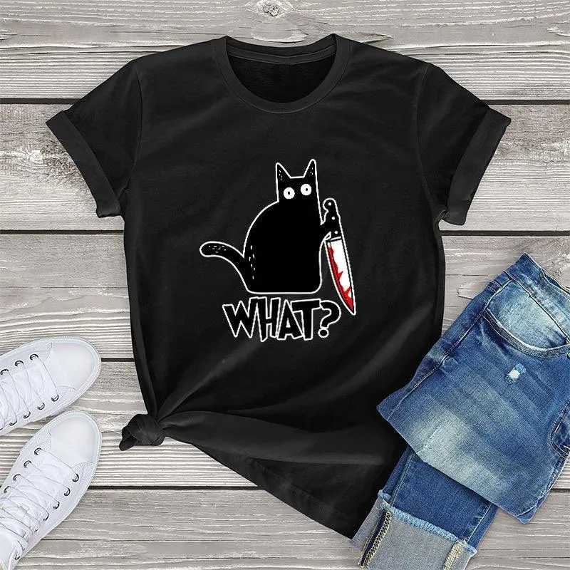 Black Cat What? Tee