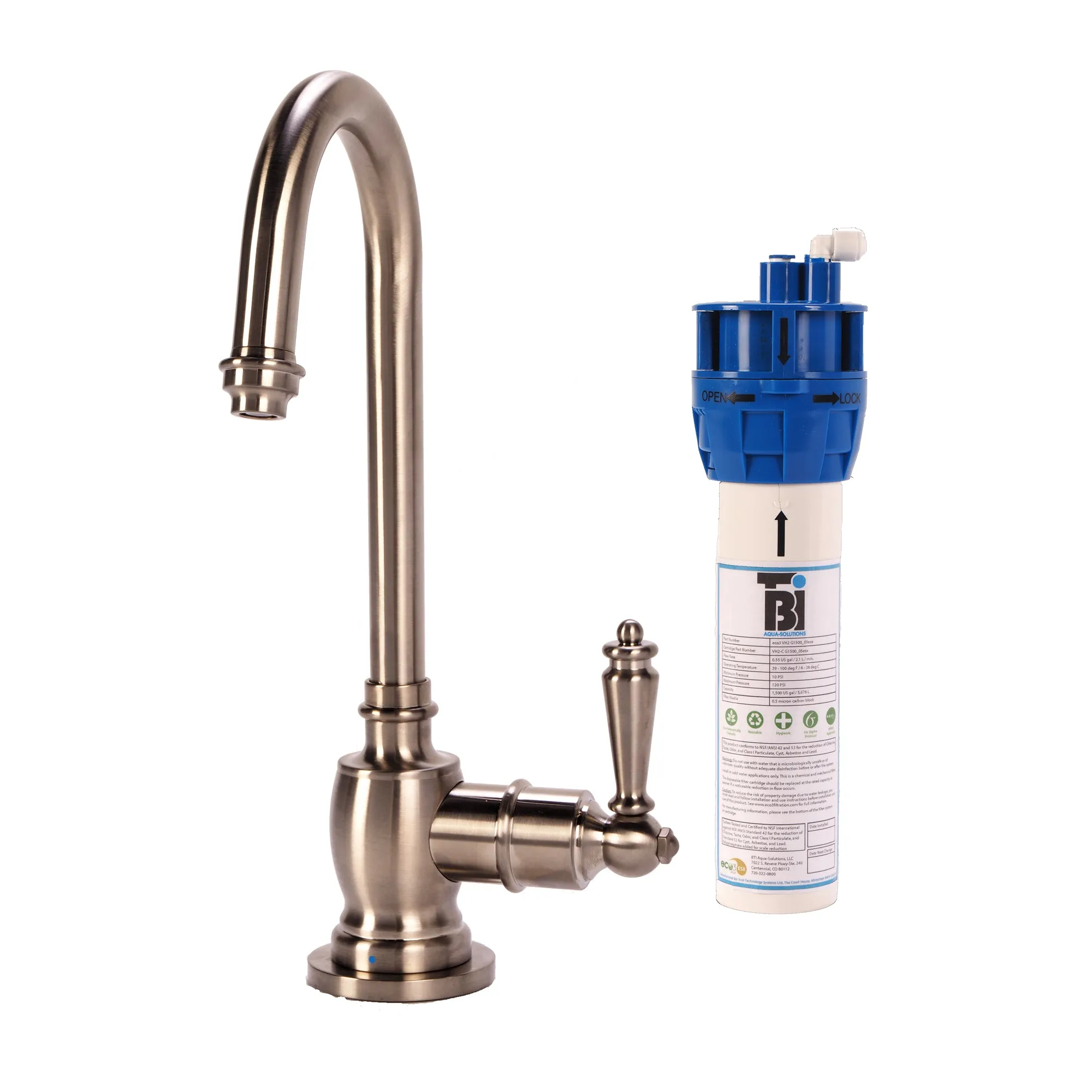BTI FL-C2200 Traditional C-Spout Cold Only Filtration Faucet with Filtration System