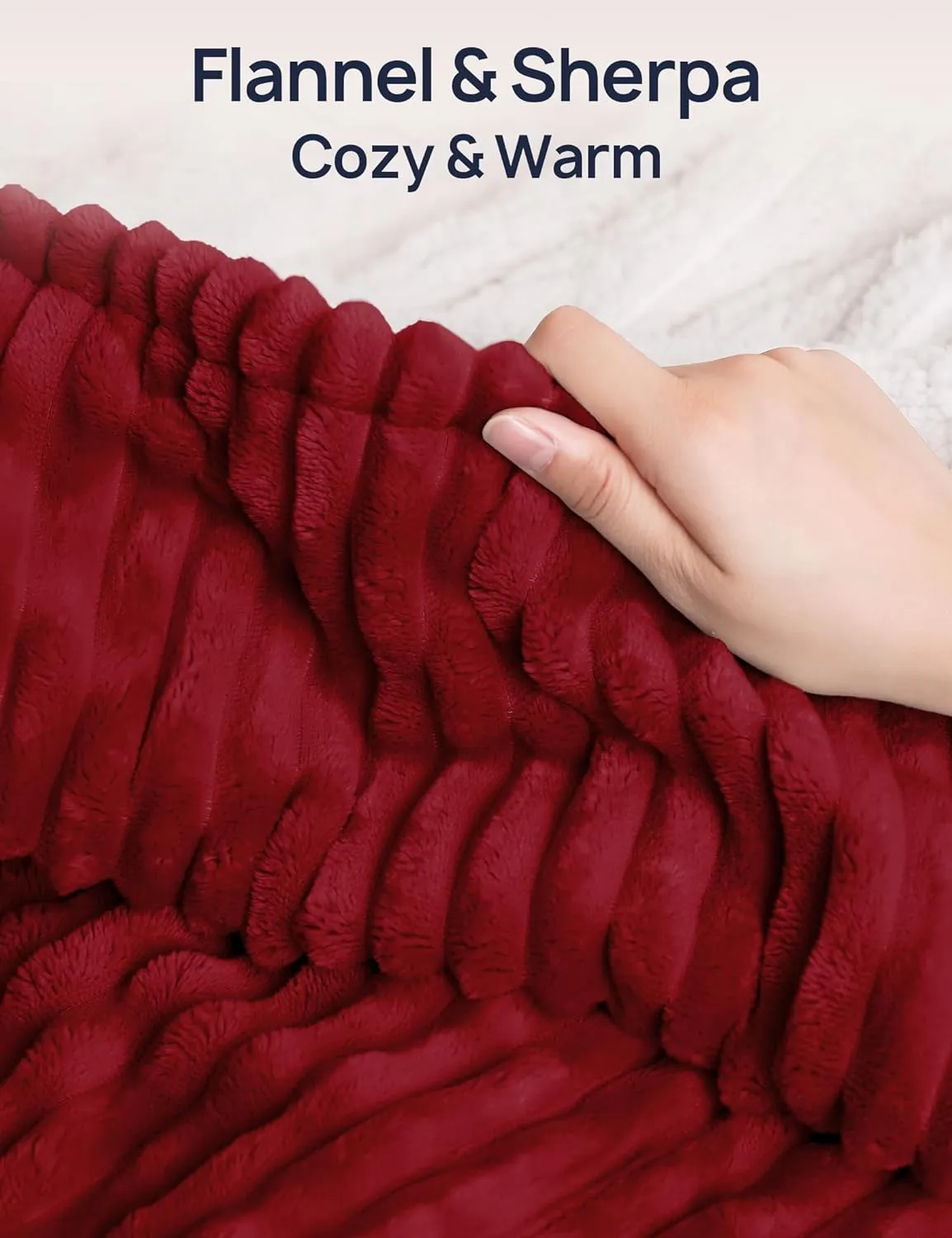 Electric Heated Throw 50" x 60", Red & Ivory