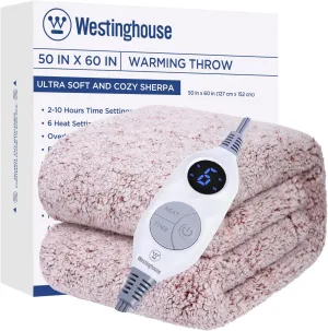 Electric Heated Throw Sherpa Rust