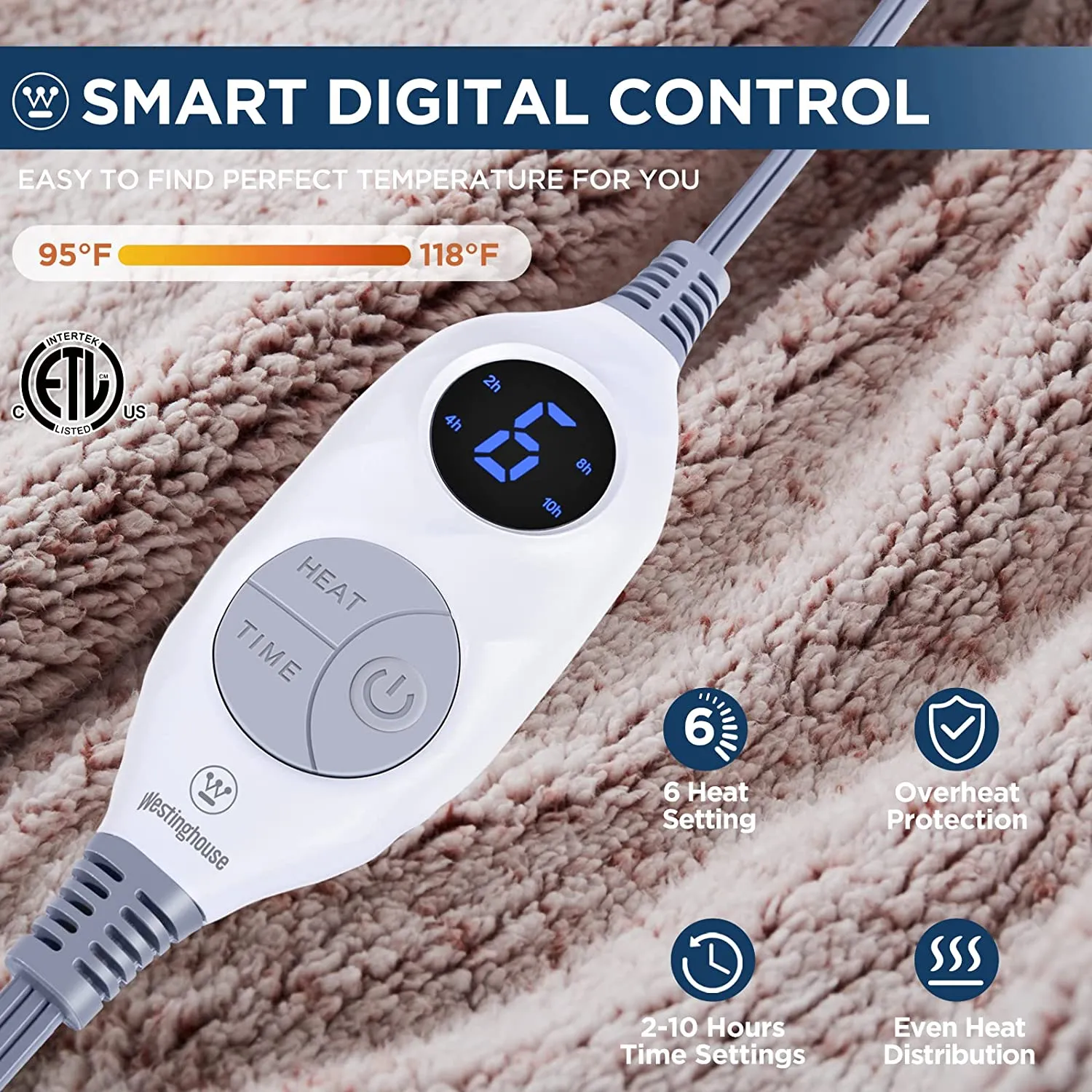 Electric Heated Throw Sherpa Rust