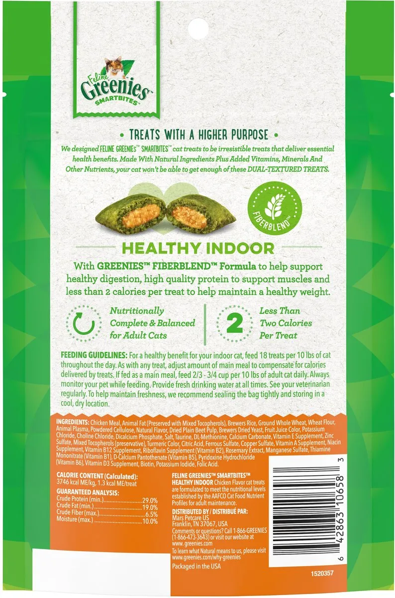 Greenies Smartbites Healthy Indoor Hairball Control Chicken Cat Treats