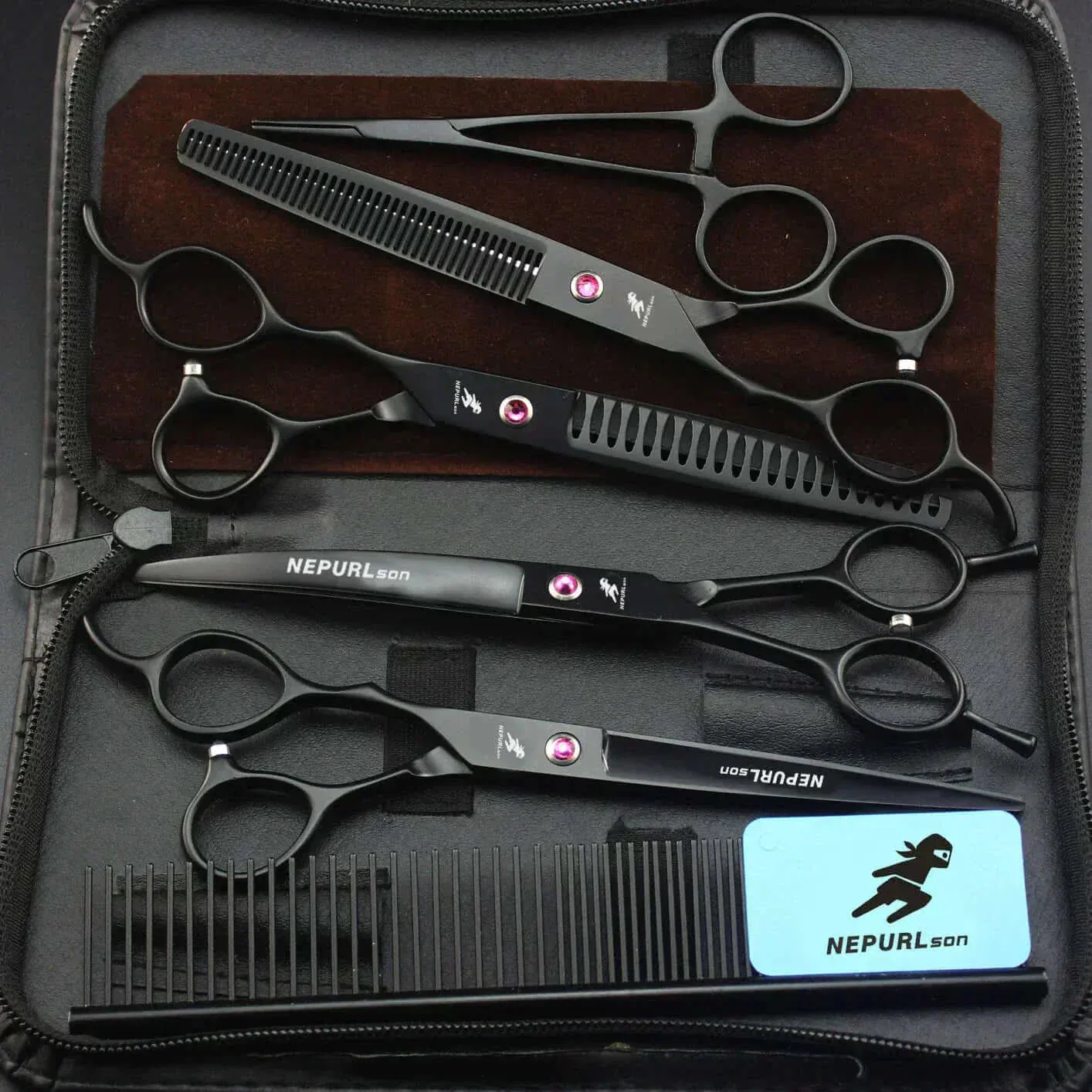 Grooming Kit "7" Pro Pet  – Curved, Thinning & Left-Handed Scissors Set