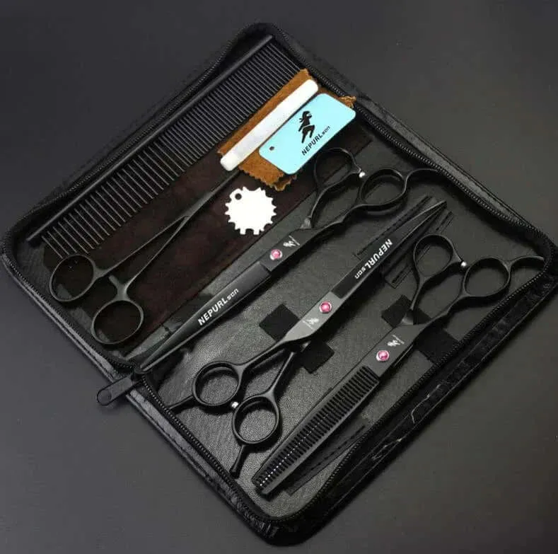 Grooming Kit "7" Pro Pet  – Curved, Thinning & Left-Handed Scissors Set