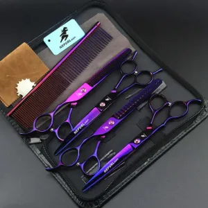Grooming Kit "7" Pro Pet  – Curved, Thinning & Left-Handed Scissors Set