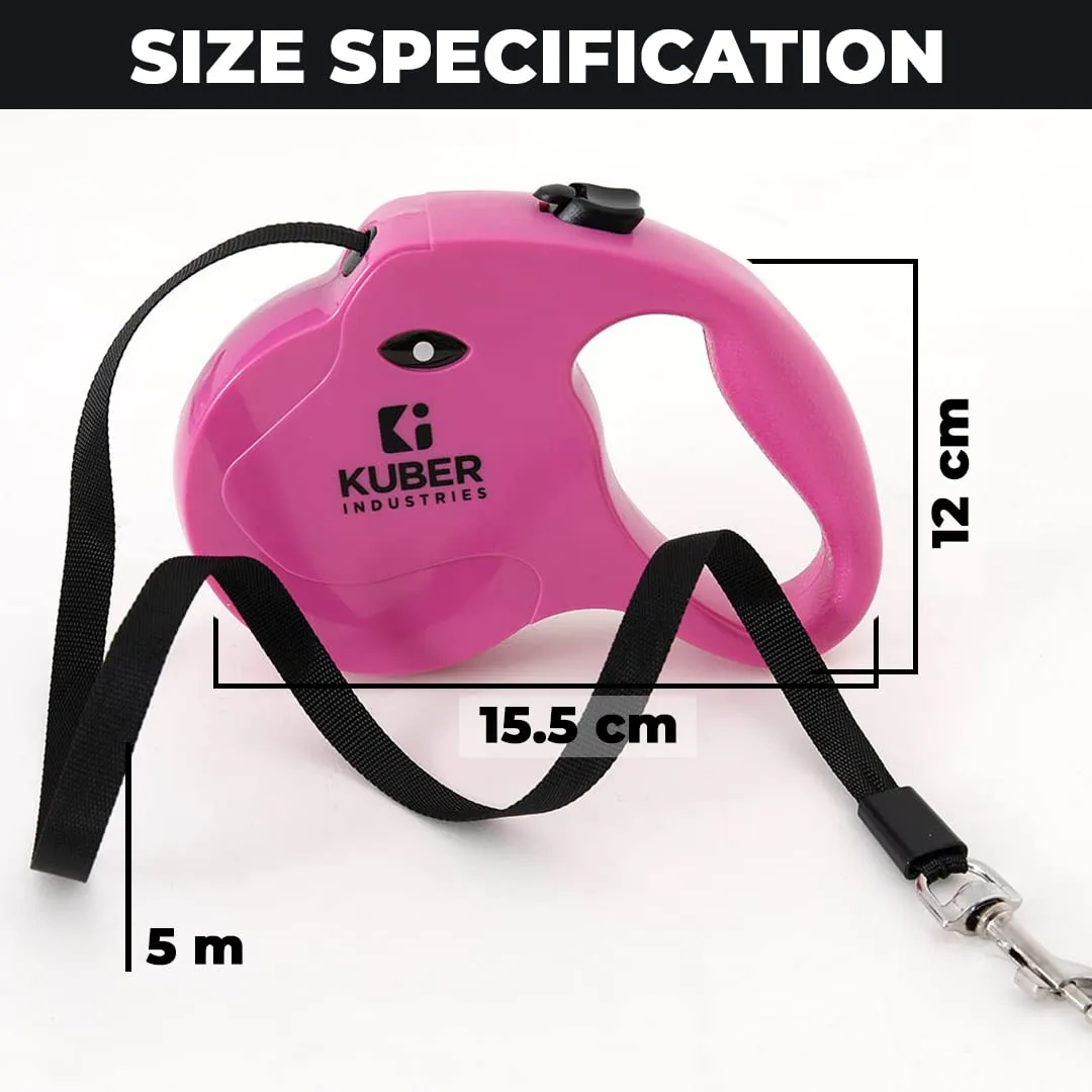 Homestic Retractable Dog Leash|One Button Break with Safety Lock|Automatic & Non-Slip Handle|WINDOG-1092|Soft Padded Handle for Comfortable Grip|Pet Training & Walking Accessory|Rose Red