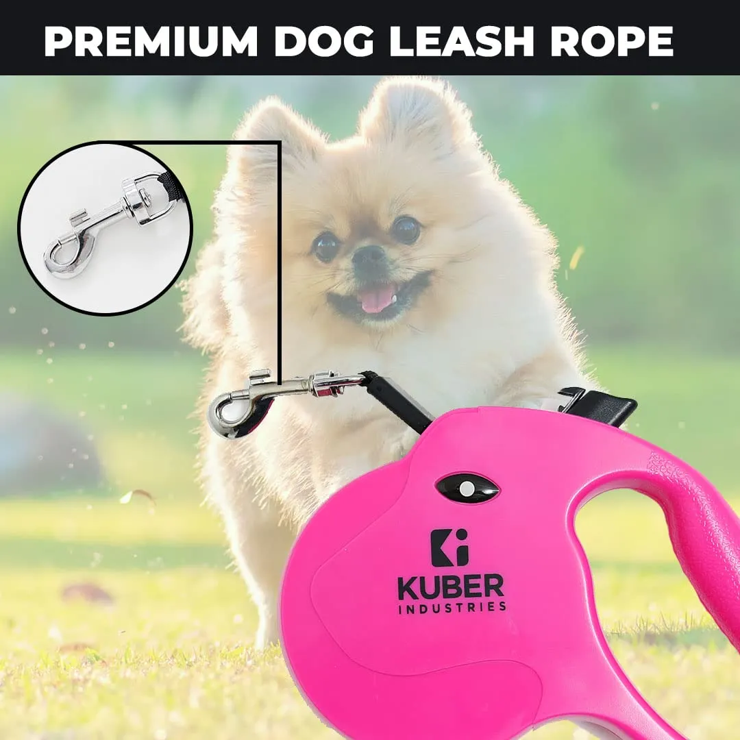 Homestic Retractable Dog Leash|One Button Break with Safety Lock|Automatic & Non-Slip Handle|WINDOG-1092|Soft Padded Handle for Comfortable Grip|Pet Training & Walking Accessory|Rose Red