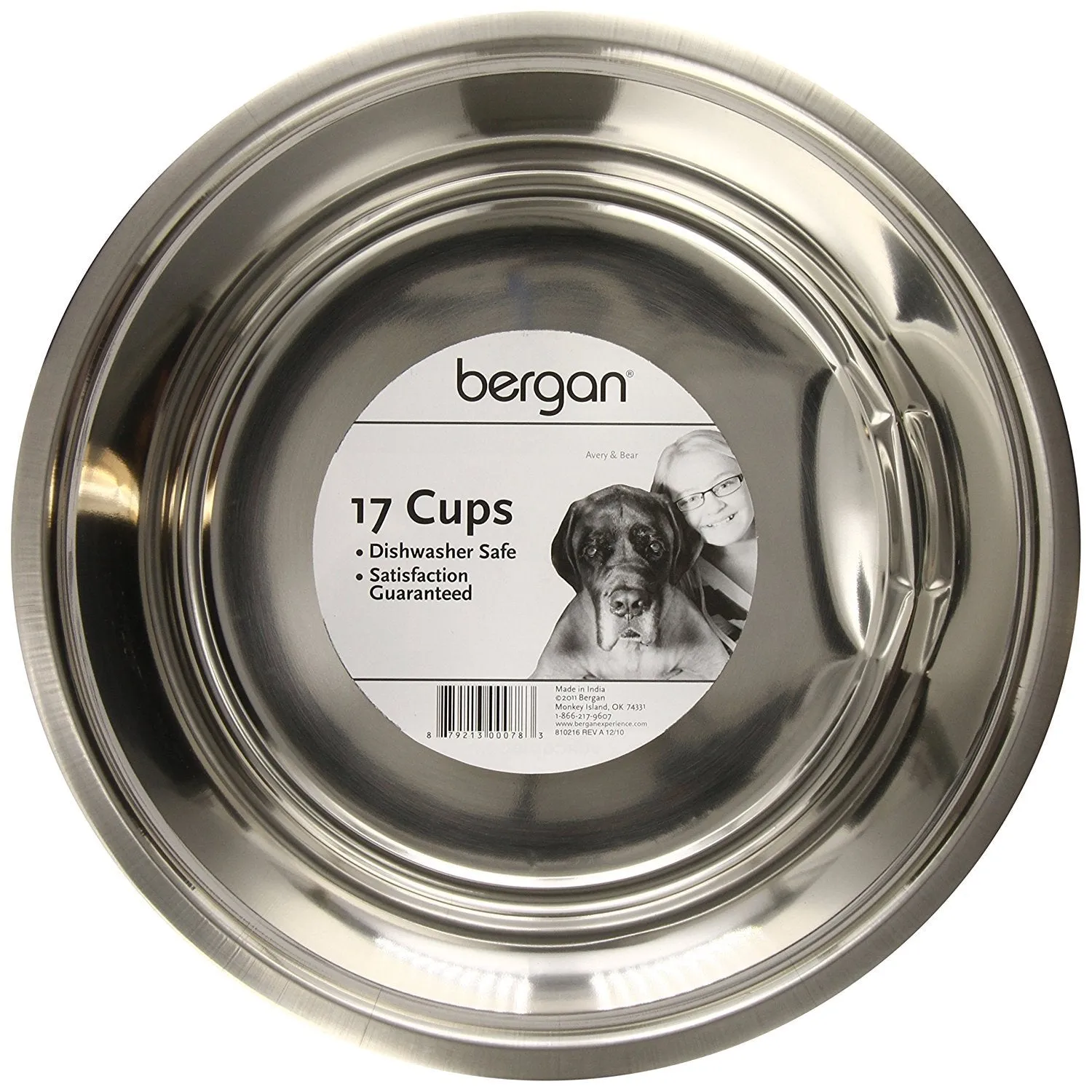 Human Grade Stainless Steel Dog Bowls  - Bergan - Up to 17 cups of Dry Food