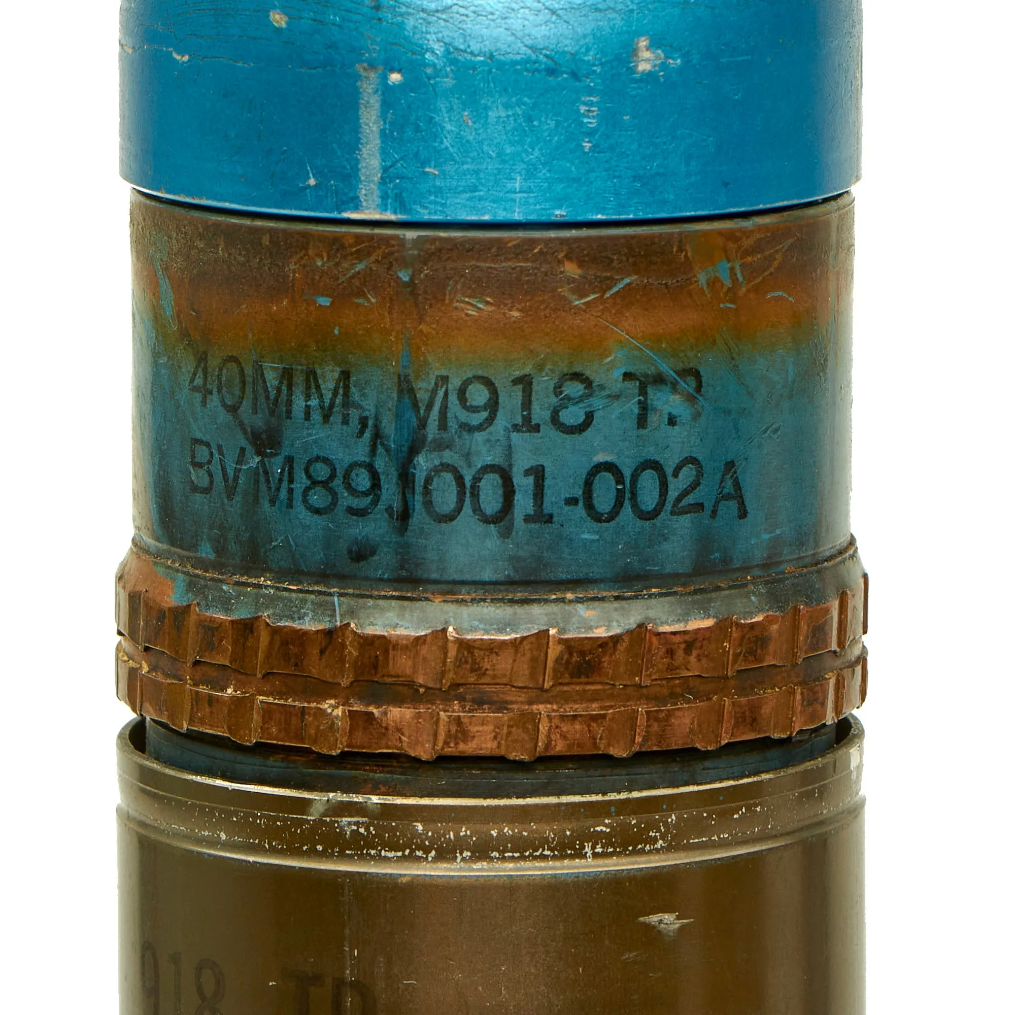 Original U.S. M918 Training Practice Round Cutaway - For The Mk 19 40mm Belt-Fed Automatic Grenade Launcher