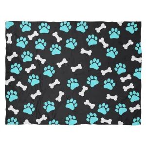 Paws and bones Black Fleece Blanket