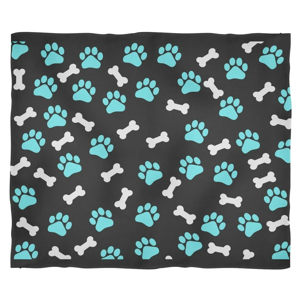 Paws and bones Black Fleece Blanket