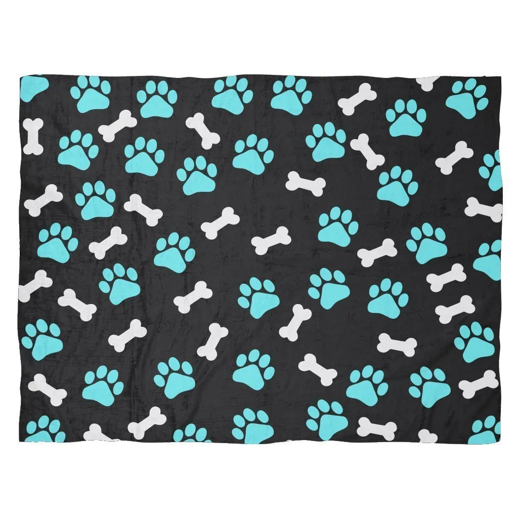 Paws and bones Black Fleece Blanket