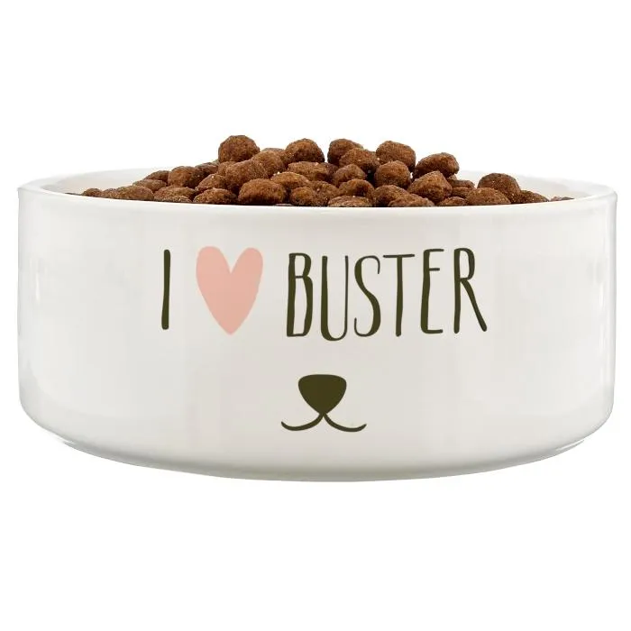 Personalised Dog Features 16cm Large White Pet Bowl