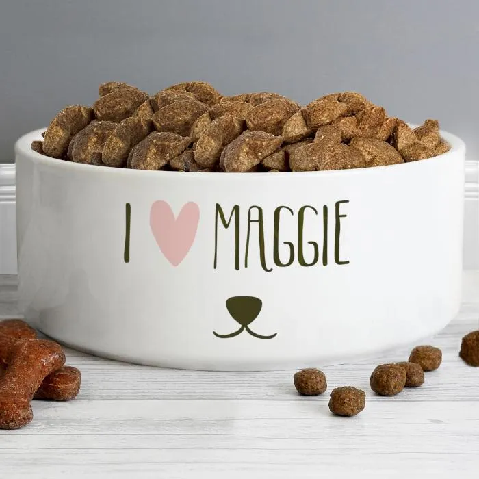 Personalised Dog Features 16cm Large White Pet Bowl
