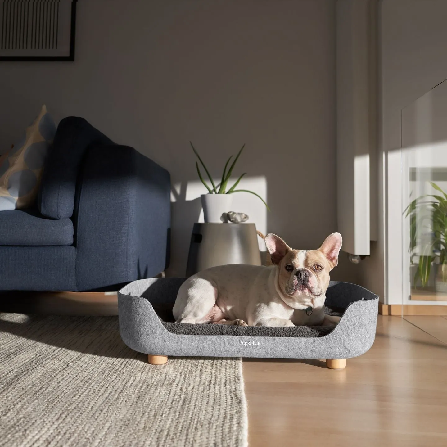 PetNest Felt Dog Bed - Grey