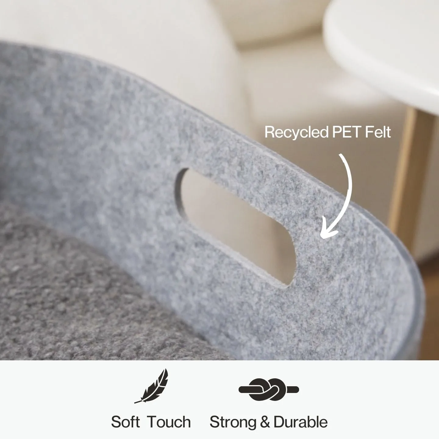 PetNest Felt Dog Bed - Grey