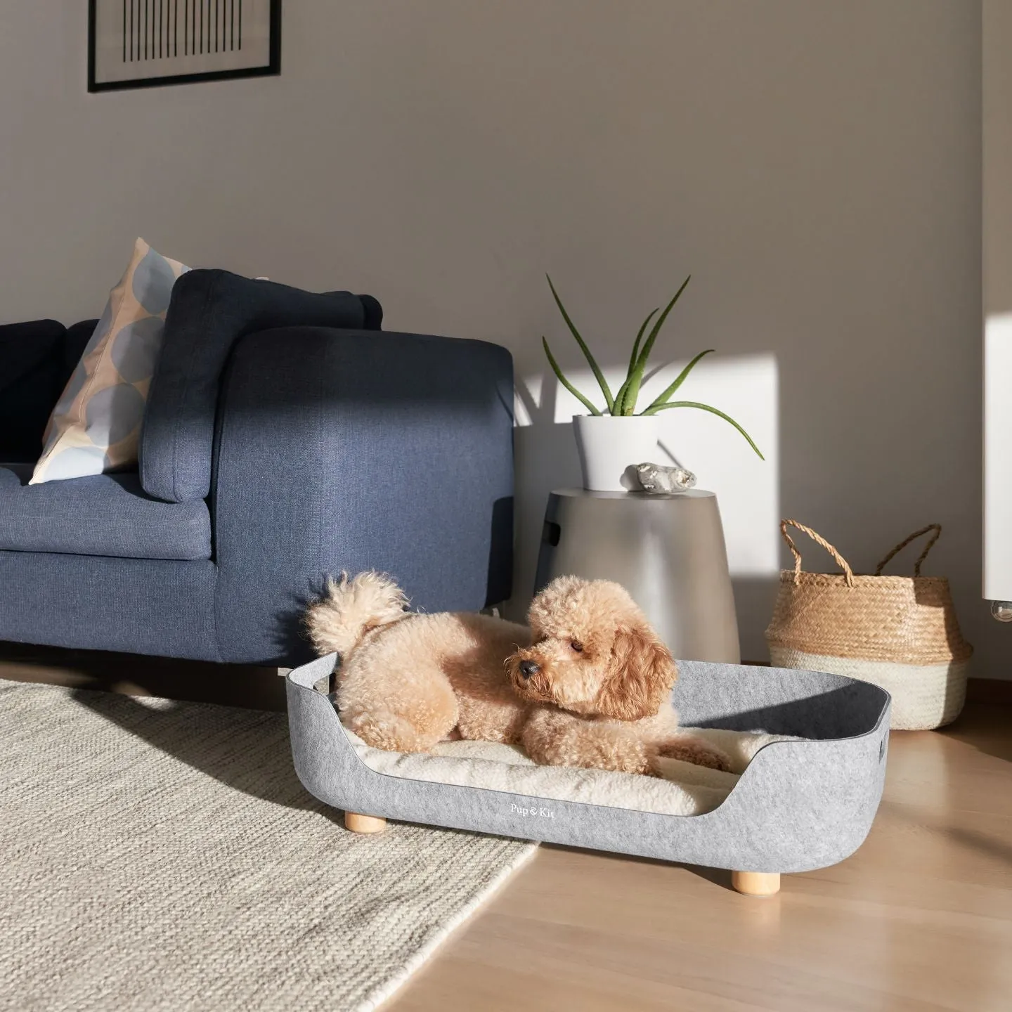 PetNest Felt Dog Bed - Grey