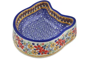 Polish Pottery 7" Pet Bowl Summer Bouquet UNIKAT