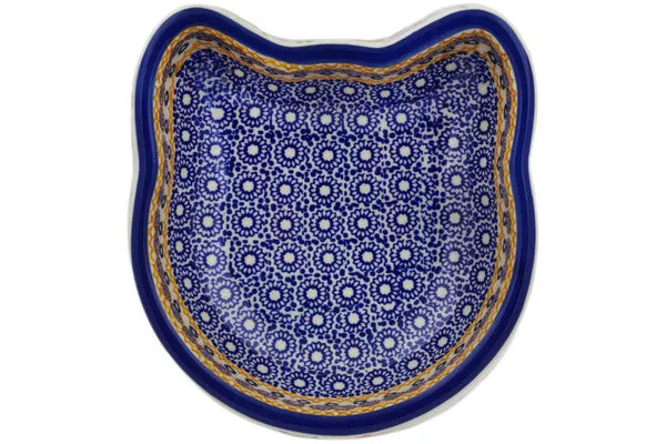 Polish Pottery 7" Pet Bowl Summer Bouquet UNIKAT