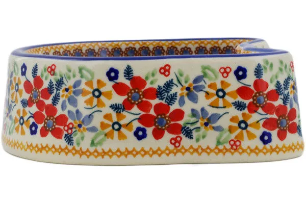 Polish Pottery 7" Pet Bowl Summer Bouquet UNIKAT