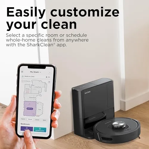 Shark RV2310AE Matrix Self-Emptying Robot Vacuum with Bagless, 45-Day Capacity, Self-Cleaning Brushroll for Pet Hair, No Spots Missed on Carpets & Hard Floors, Precision Home Mapping, Wi-Fi, Black