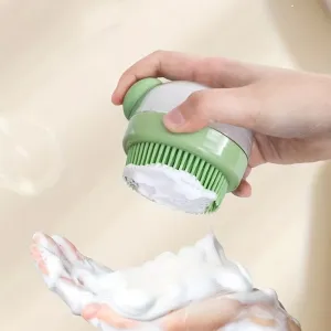 Silicone Pet Bath Brush with Soap Dispenser for Gentle Grooming