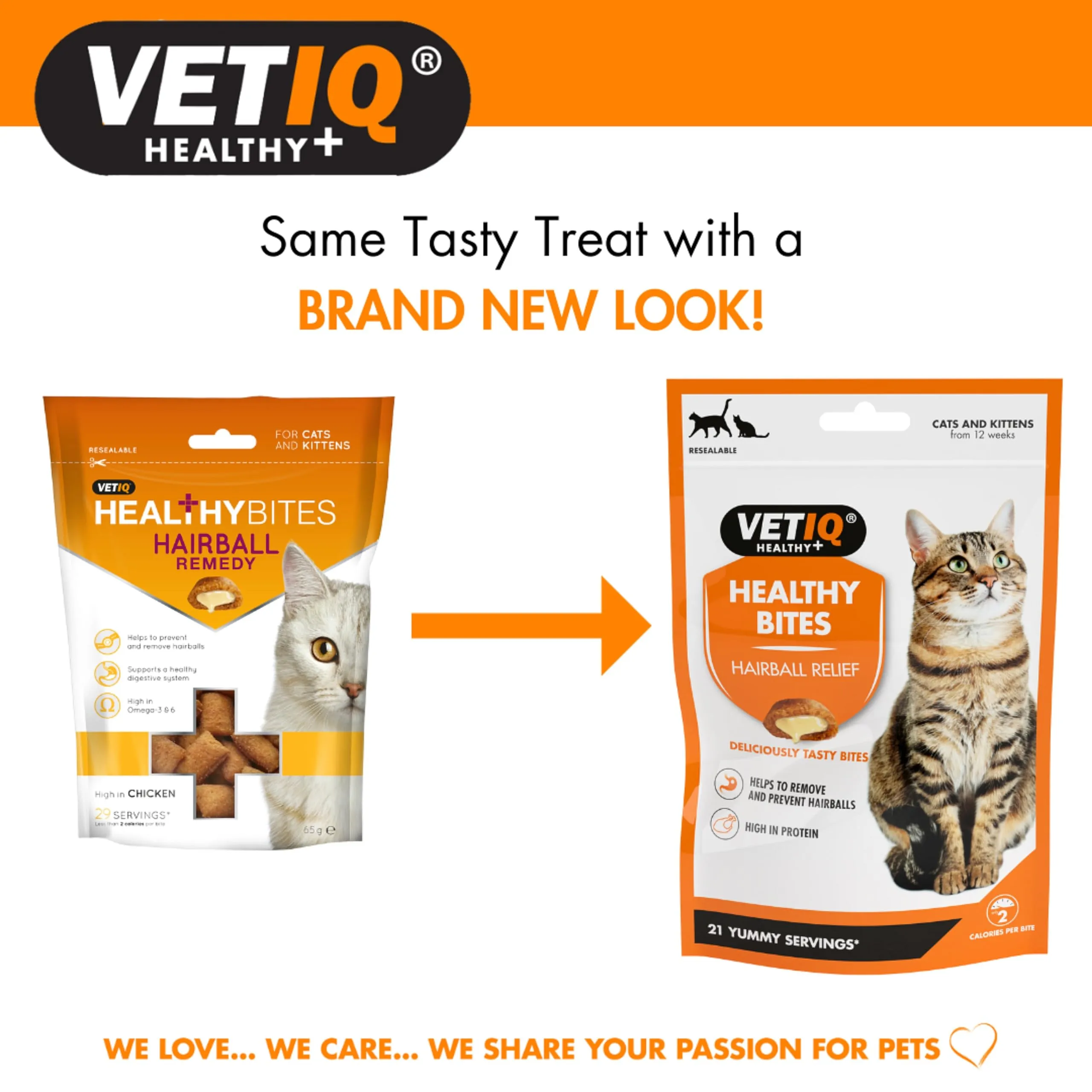 VetIQ | Healthy Bites Hairball Remedy Cat Treats | Healthy Digestion, Daily Use, Delicious Snacks - 65g