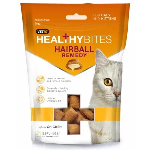 VetIQ | Healthy Bites Hairball Remedy Cat Treats | Healthy Digestion, Daily Use, Delicious Snacks - 65g