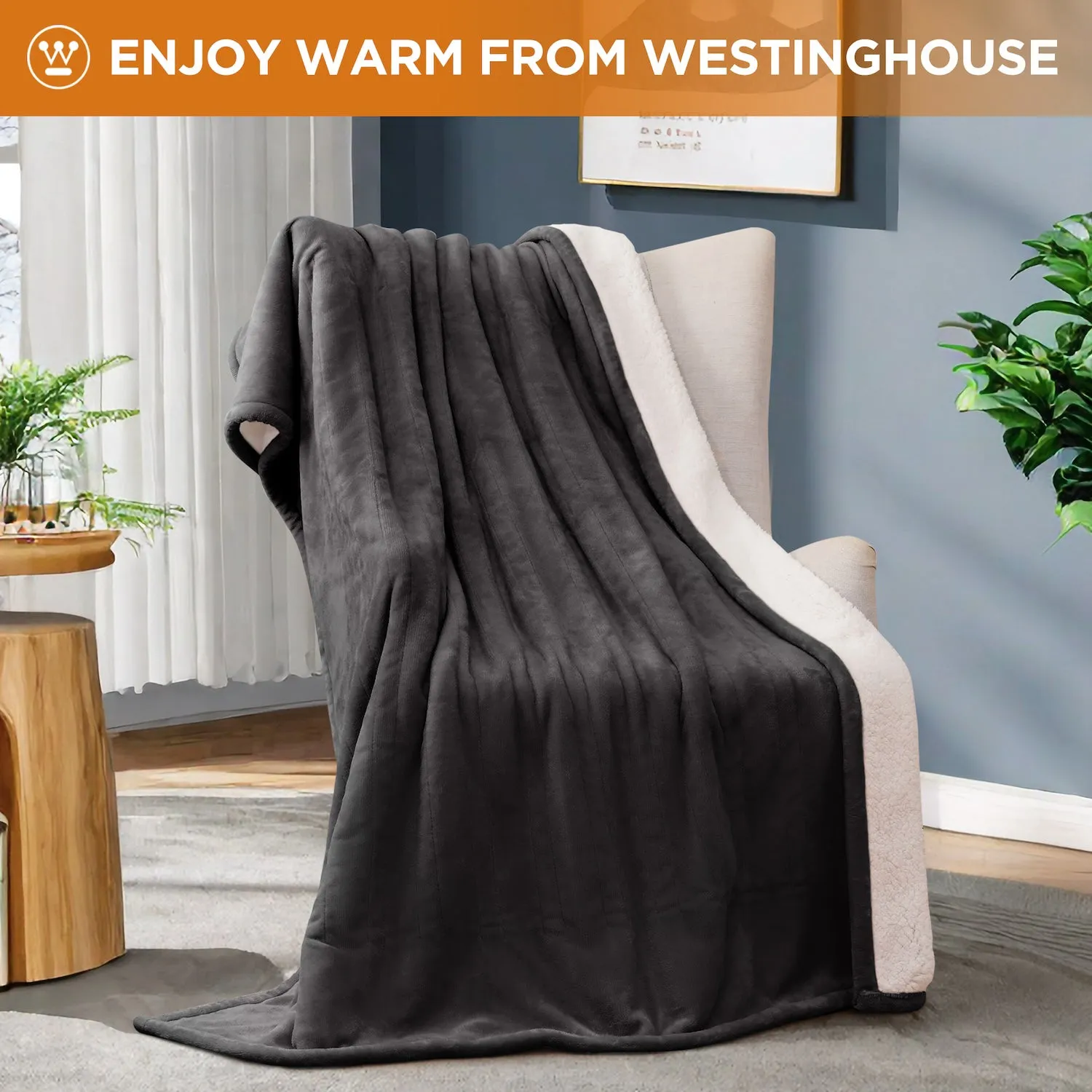 Westinghouse Heated Blanket Flannel to Sherpa