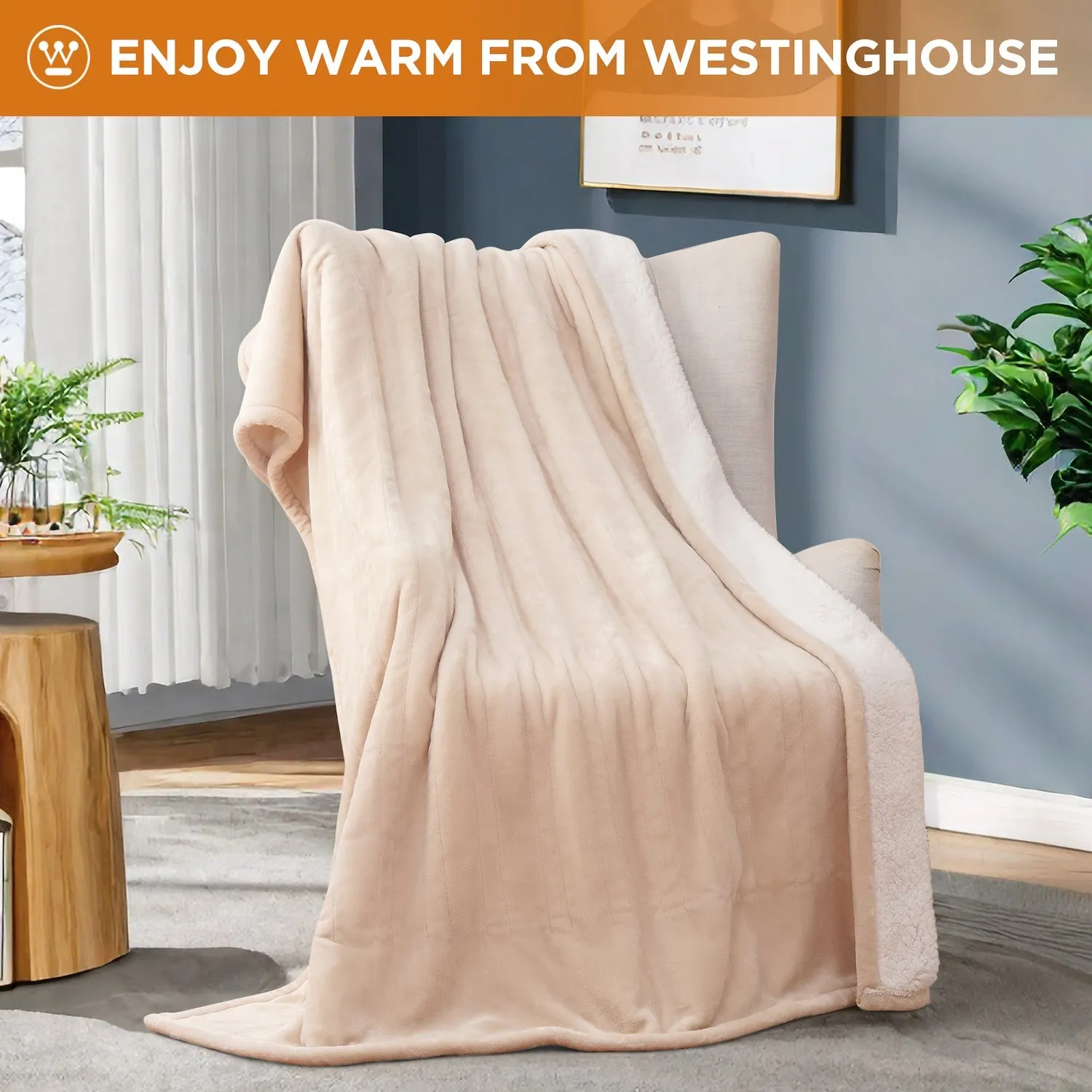 Westinghouse Heated Blanket Flannel to Sherpa