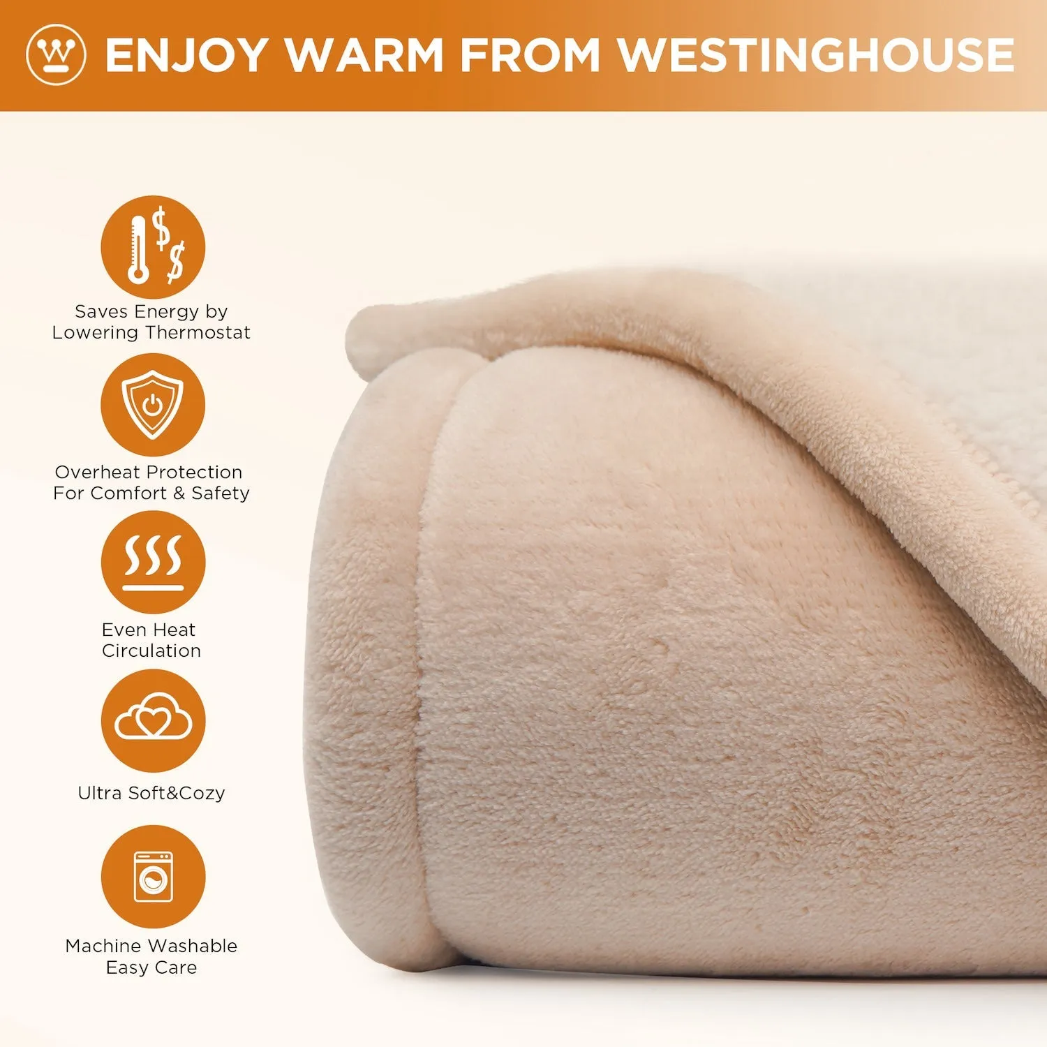 Westinghouse Heated Blanket Flannel to Sherpa